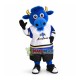 Genial Blue Bull With Golden Horns Mascot Costume Genial Blue Bull With Golden Horns Mascot Costume