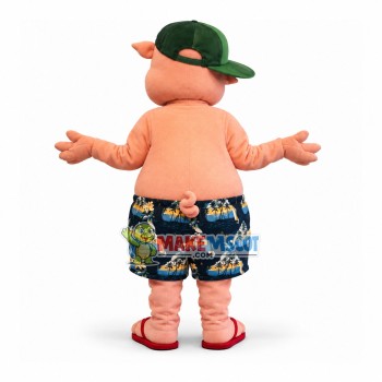 Sunglasses Pig In Beach Shorts Mascot Costume
