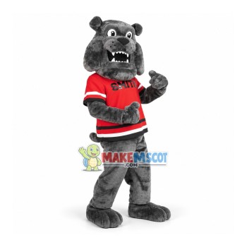 Grey Sports Bulldog With Fierce Look Mascot Costume Grey Sports Bulldog With Fierce Look Mascot Costume