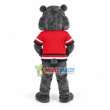Grey Sports Bulldog With Fierce Look Mascot Costume