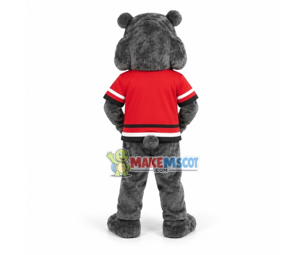 Grey Sports Bulldog With Fierce Look Mascot Costume Grey Sports Bulldog With Fierce Look Mascot Costume