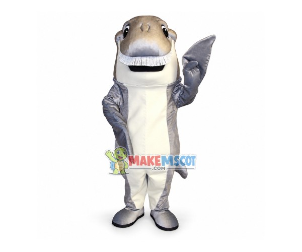 Free Diving Grey Dolphin Mascot Costume