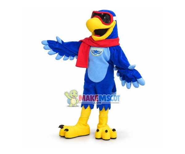 Blue Eagle With Goggles Mascot Costume Blue Eagle With Goggles Mascot Costume