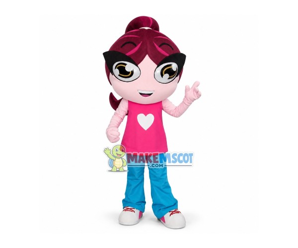 Fitness Girl With Ponytail Mascot Costume Fitness Girl With Ponytail Mascot Costume