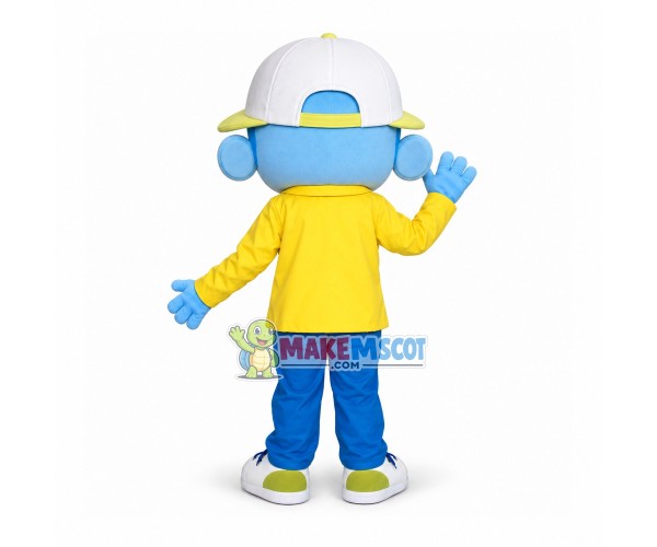 Blue Skin Boy With Student Hat Mascot Costume Blue Skin Boy With Student Hat Mascot Costume