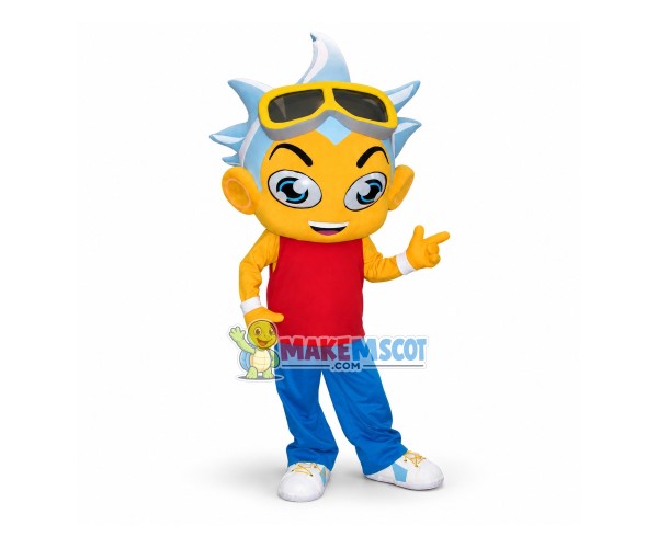 Cool Silver Hair Hip-hop Boy Mascot Costume Cool Silver Hair Hip-hop Boy Mascot Costume