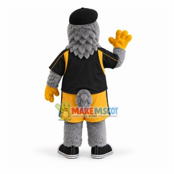 Grey Plush Hawk With Blue Eyes Mascot Costume Grey Plush Hawk With Blue Eyes Mascot Costume
