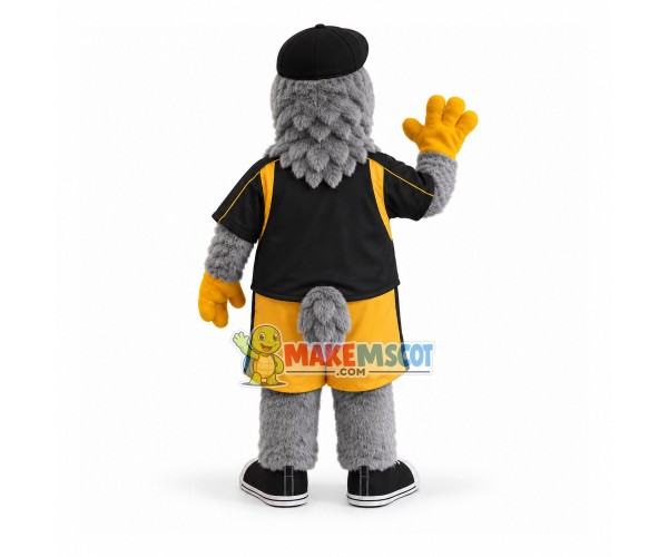 Grey Plush Hawk With Blue Eyes Mascot Costume Grey Plush Hawk With Blue Eyes Mascot Costume