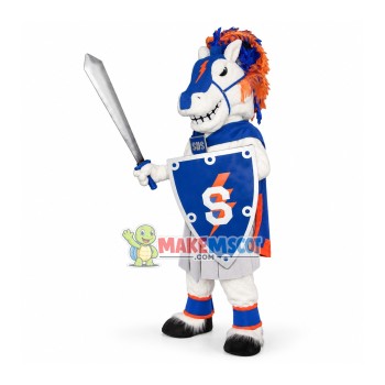 White Horse Warrior Mascot Costume With Both Offense and Defense White Horse Warrior Mascot Costume With Both Offense and Defense
