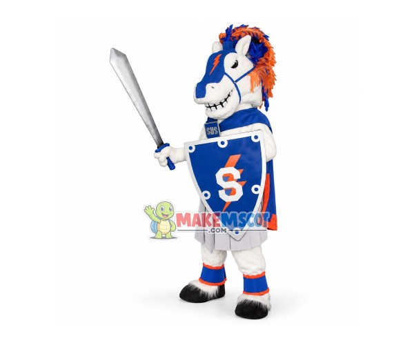White Horse Warrior Mascot Costume With Both Offense and Defense White Horse Warrior Mascot Costume With Both Offense and Defense