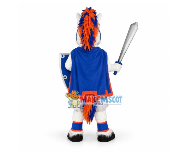 White Horse Warrior Mascot Costume With Both Offense and Defense White Horse Warrior Mascot Costume With Both Offense and Defense