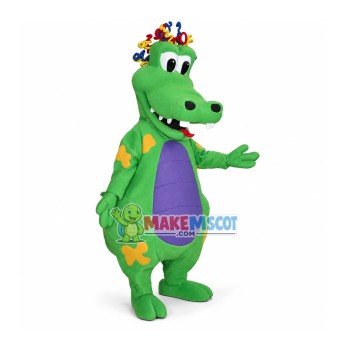 Comical Crocodile With Full of Wires On Head Mascot Costume Comical Crocodile With Full of Wires On Head Mascot Costume