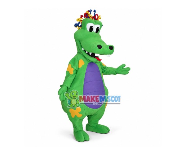 Comical Crocodile With Full of Wires On Head Mascot Costume Comical Crocodile With Full of Wires On Head Mascot Costume