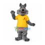The Docile Wolf In Yellow Shirt Mascot Costume