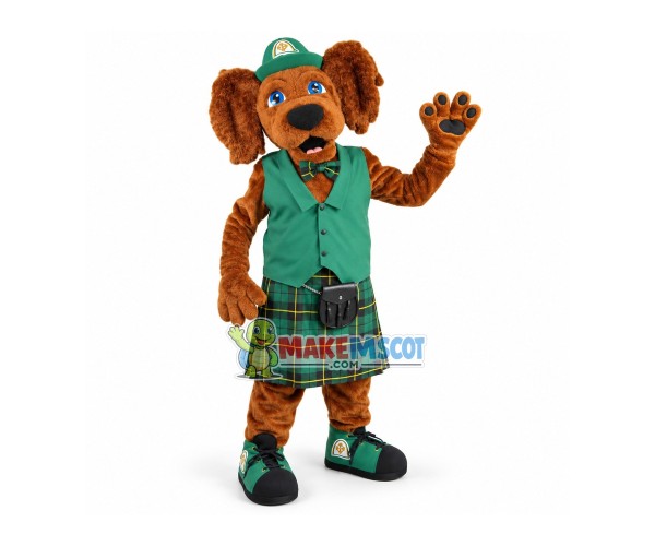 Tourist Guide Dog In The Green Vest Mascot Costume Tourist Guide Dog In The Green Vest Mascot Costume