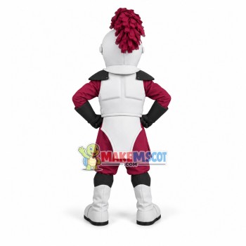 Strong Masked Soldier In White Armor Mascot Costume