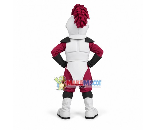 Strong Masked Soldier In White Armor Mascot Costume Strong Masked Soldier In White Armor Mascot Costume