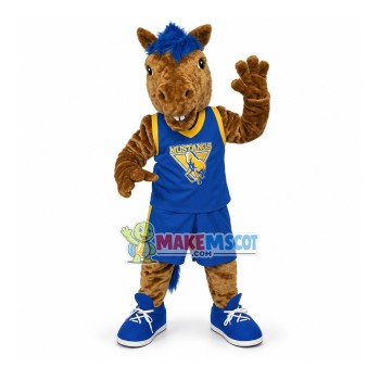 Stout Playing Brown Horse Mascot Costume Stout Playing Brown Horse Mascot Costume