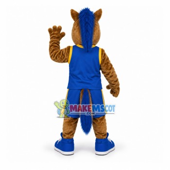 Stout Playing Brown Horse Mascot Costume Stout Playing Brown Horse Mascot Costume