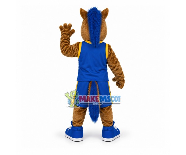 Stout Playing Brown Horse Mascot Costume Stout Playing Brown Horse Mascot Costume
