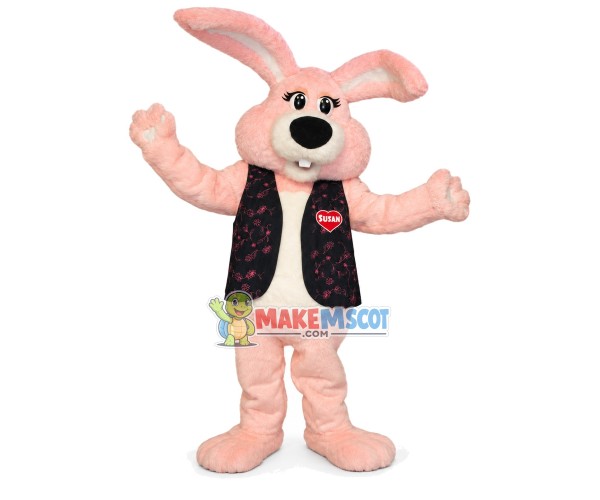 Pink Plush Rabbit Mascot Costume For Easter Pink Plush Rabbit Mascot Costume For Easter