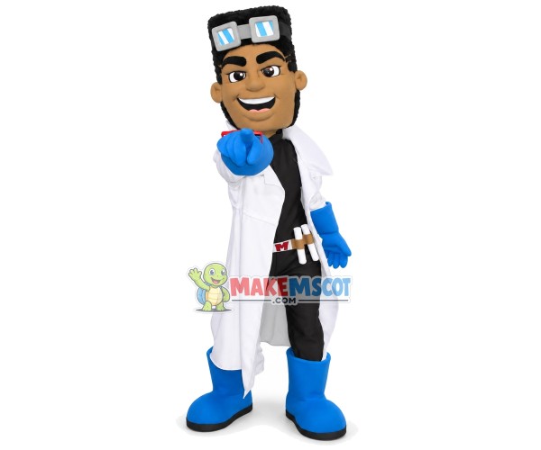 Excited White Robe Experimenter Mascot Costume Excited White Robe Experimenter Mascot Costume