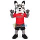Alert Fierce Grey Lynx Mascot Costume