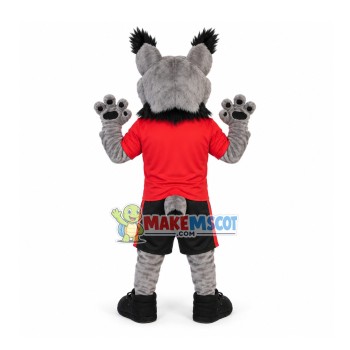 Alert Fierce Grey Lynx Mascot Costume Alert Fierce Grey Lynx Mascot Costume