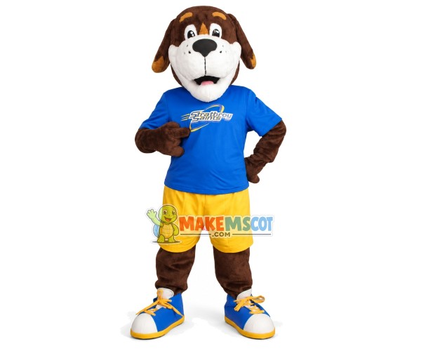 Considerate Brown Dog Of Group Mascot Costume Considerate Brown Dog Of Group Mascot Costume