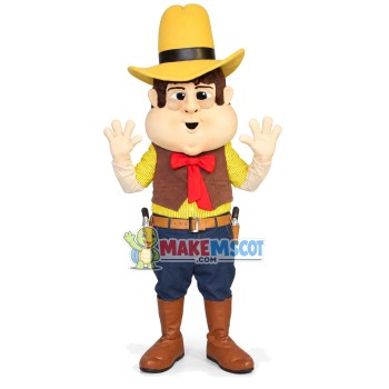 Fat Cowboy With Gun Mascot Costume Fat Cowboy With Gun Mascot Costume