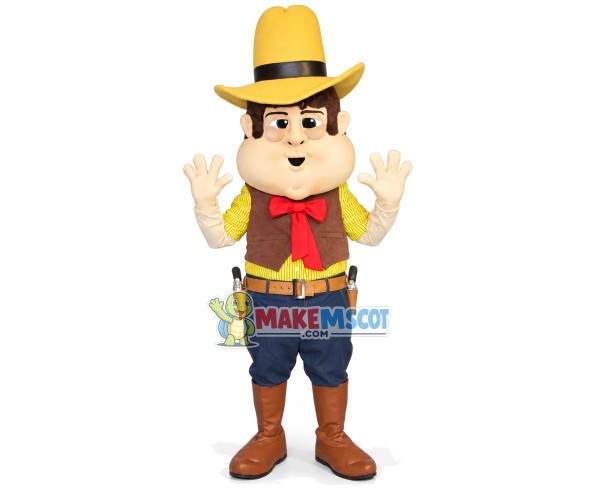 Fat Cowboy With Gun Mascot Costume
