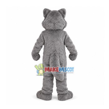 Greedy Plush Gray Wolf With Fangs Mascot Costume Greedy Plush Gray Wolf With Fangs Mascot Costume
