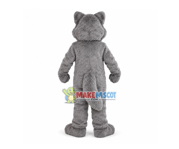 Greedy Plush Gray Wolf With Fangs Mascot Costume Greedy Plush Gray Wolf With Fangs Mascot Costume
