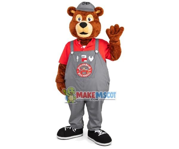 Plumber Bear Mascot Costume of The Repair Company Plumber Bear Mascot Costume of The Repair Company