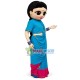 Indian Girl In Blue Traditional Long Dress Mascot Costume Indian Girl In Blue Traditional Long Dress Mascot Costume