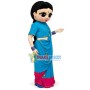 Indian Girl In Blue Traditional Long Dress Mascot Costume
