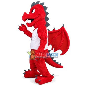 Red Muscle Flying Dragon With Wings Mascot Costume