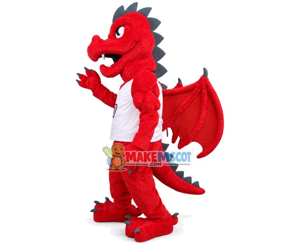 Red Muscle Flying Dragon With Wings Mascot Costume Red Muscle Flying Dragon With Wings Mascot Costume