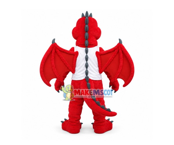 Red Muscle Flying Dragon With Wings Mascot Costume Red Muscle Flying Dragon With Wings Mascot Costume