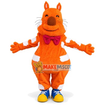 Pleased Orange Cat With Bow Tie Mascot Costume