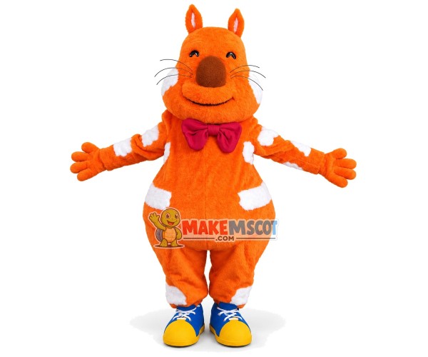 Pleased Orange Cat With Bow Tie Mascot Costume Pleased Orange Cat With Bow Tie Mascot Costume