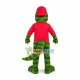 Green Dinosaur With Red Baseball Cap Mascot Costume Green Dinosaur With Red Baseball Cap Mascot Costume
