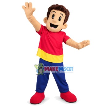 Active Curly Hair Boy Mascot Costume Active Curly Hair Boy Mascot Costume