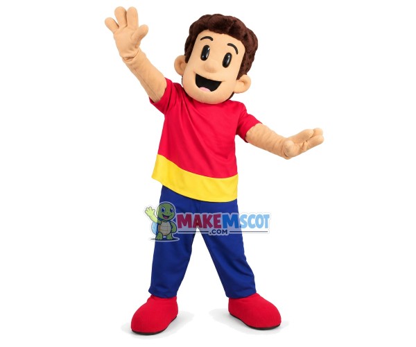 Active Curly Hair Boy Mascot Costume Active Curly Hair Boy Mascot Costume