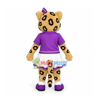 Pretty Girl Cat In Purple Dress Mascot Costume