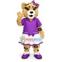 Pretty Girl Cat In Purple Dress Mascot Costume