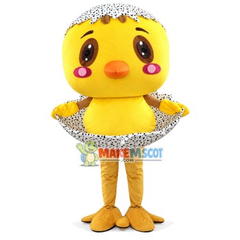 Eggshell Blush Chicken Mascot Costume Eggshell Blush Chicken Mascot Costume