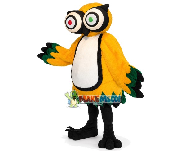 Owl With Protruding Asymmetric Eyes Mascot Costume Owl With Protruding Asymmetric Eyes Mascot Costume