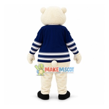 Confident White Bear of Hockey Team Mascot Costume