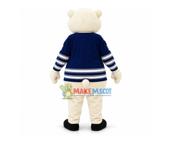 Confident White Bear of Hockey Team Mascot Costume Confident White Bear of Hockey Team Mascot Costume